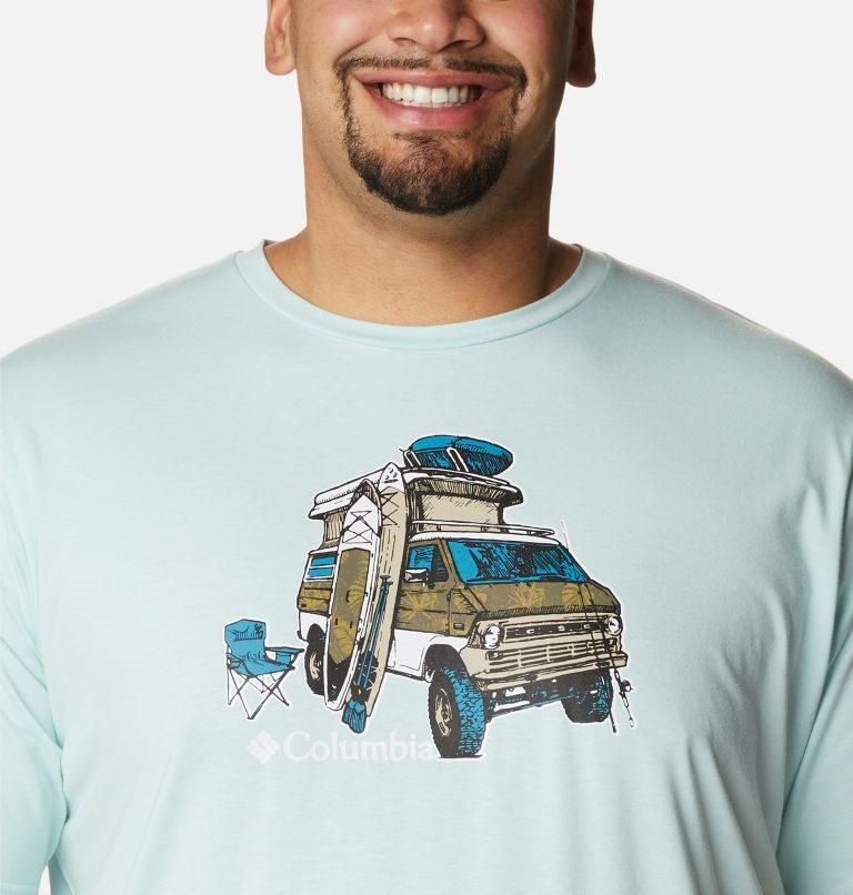 Men's Columbia Sun Trek Short Sleeve Graphic T Shirts Turquoise | Plus Size CA-P0A54